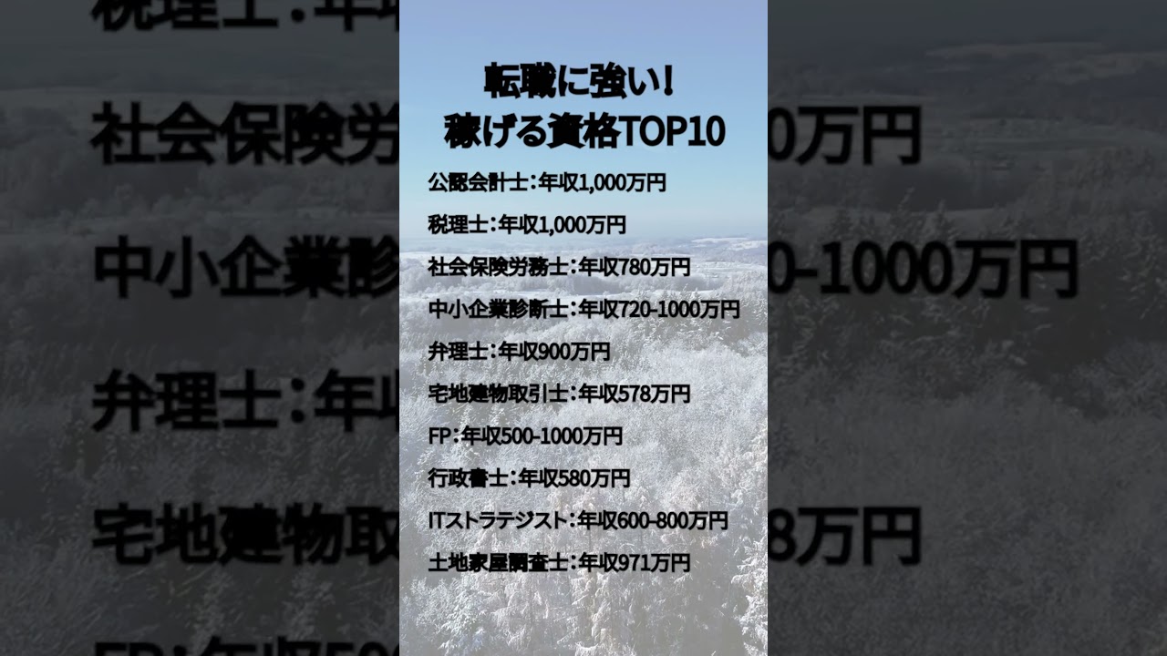 転職に強い！稼げる資格TOP10#貯金　#節約　#投資　#あおぞら#お金　#お徳　#FX　#ビジネス#資産　#資格